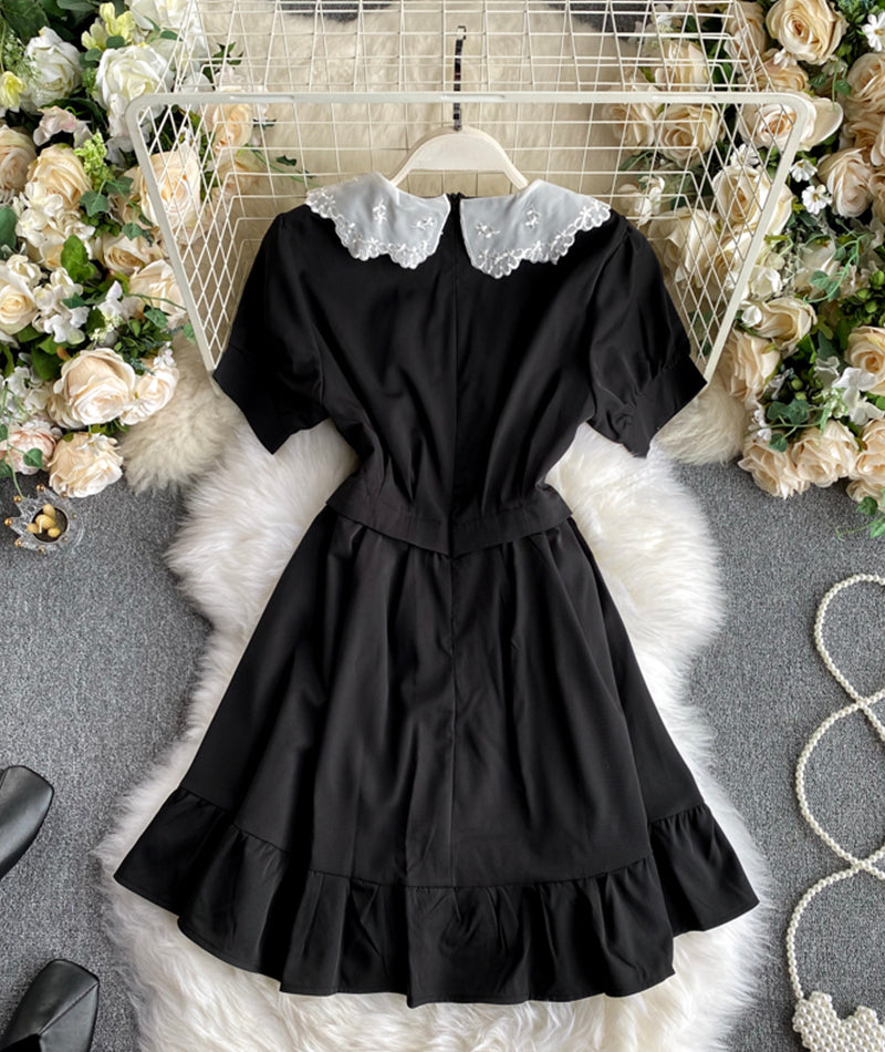 Black A line short dress fashion dress  977