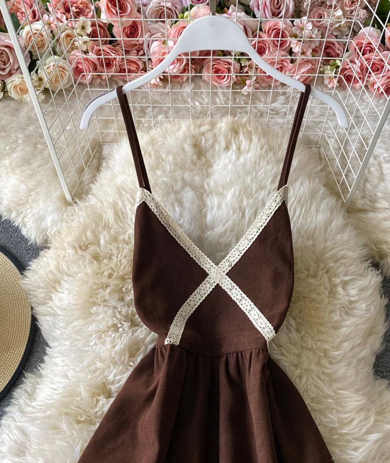 A line v neck lace dress fashion dress  932