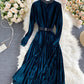 Elegant velvet long sleeve dress  963