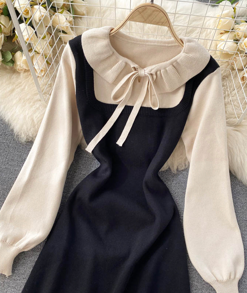 Sweet long sleeve sweater sweater dress  975