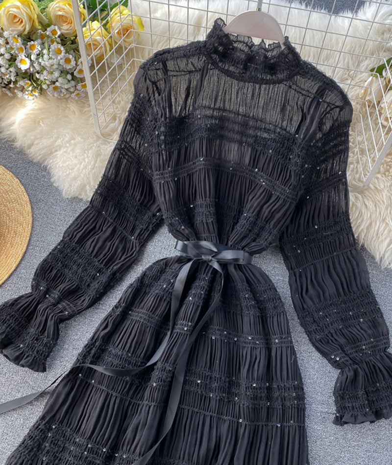 Einzigartiges langärmliges Kleid aus Tüll Modekleid 969