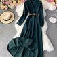Elegantes Cord-Langarmkleid A-Linien-Kleid 982 