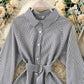 Simple black and white striped long sleeve dress  954