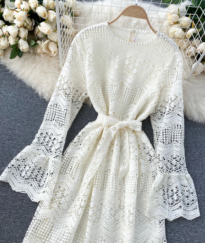 Cute lace long sleeve dress lace dress  968