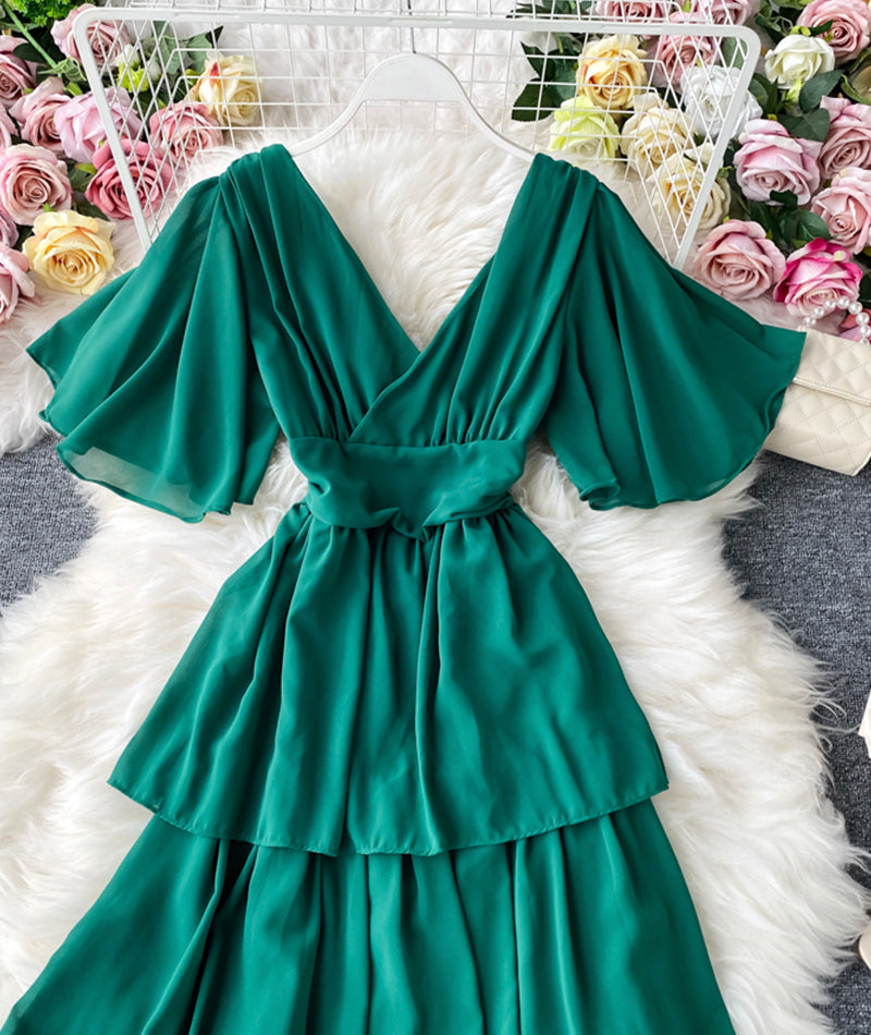 Lovely A line v neck chiffon dress  940