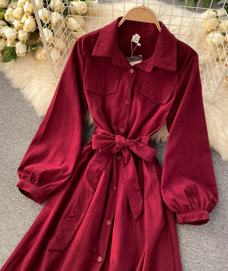 Stylish A line long sleeve dress  952