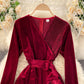 A line v neck cross irregular dress  943