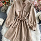 Robe chemise simple à manches longues 976