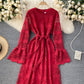 Cute lace long sleeve dress lace dress  968