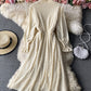 Apricot long sleeve lace dress  957