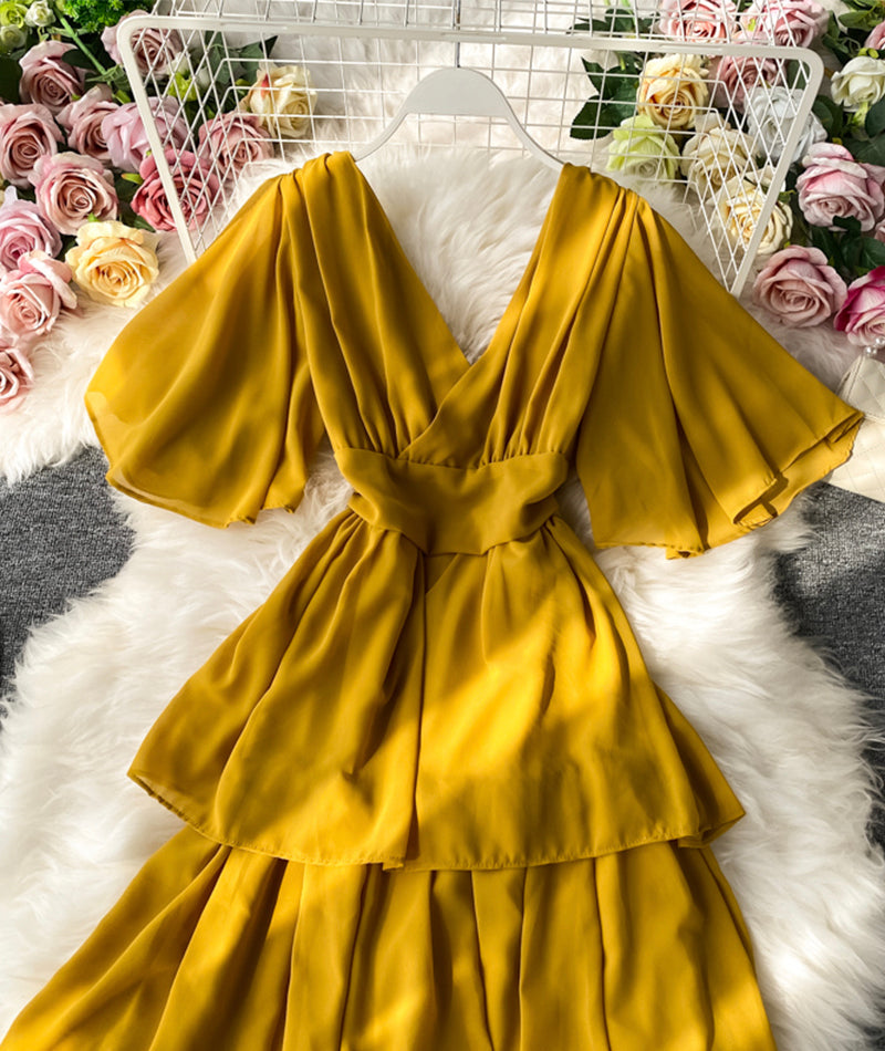 Lovely A line v neck chiffon dress  940