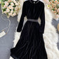 Elegant velvet long sleeve dress  963