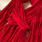 Robe rouge à manches longues et col en V avec dos ouvert 942