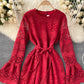 Cute lace long sleeve dress lace dress  968