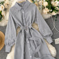 Simple black and white striped long sleeve dress  954
