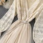 Blue tulle long prom dress blue evening dress  971
