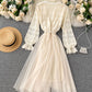Blue tulle long prom dress blue evening dress  971