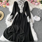 Schwarzes langärmliges Spitzenkleid 967