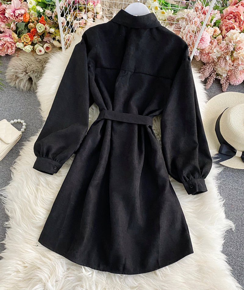 Robe chemise simple à manches longues 976