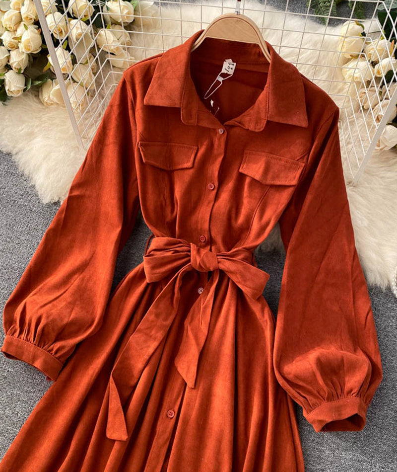Stylish A line long sleeve dress  952