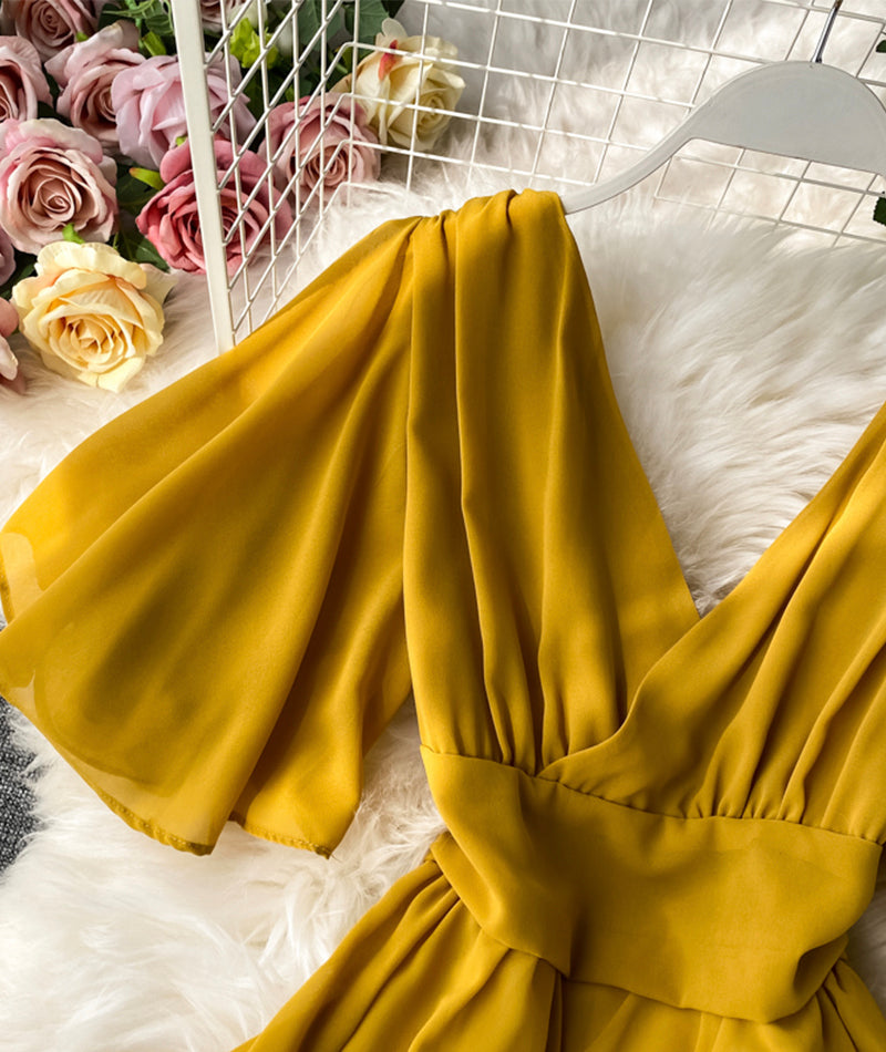 Lovely A line v neck chiffon dress  940