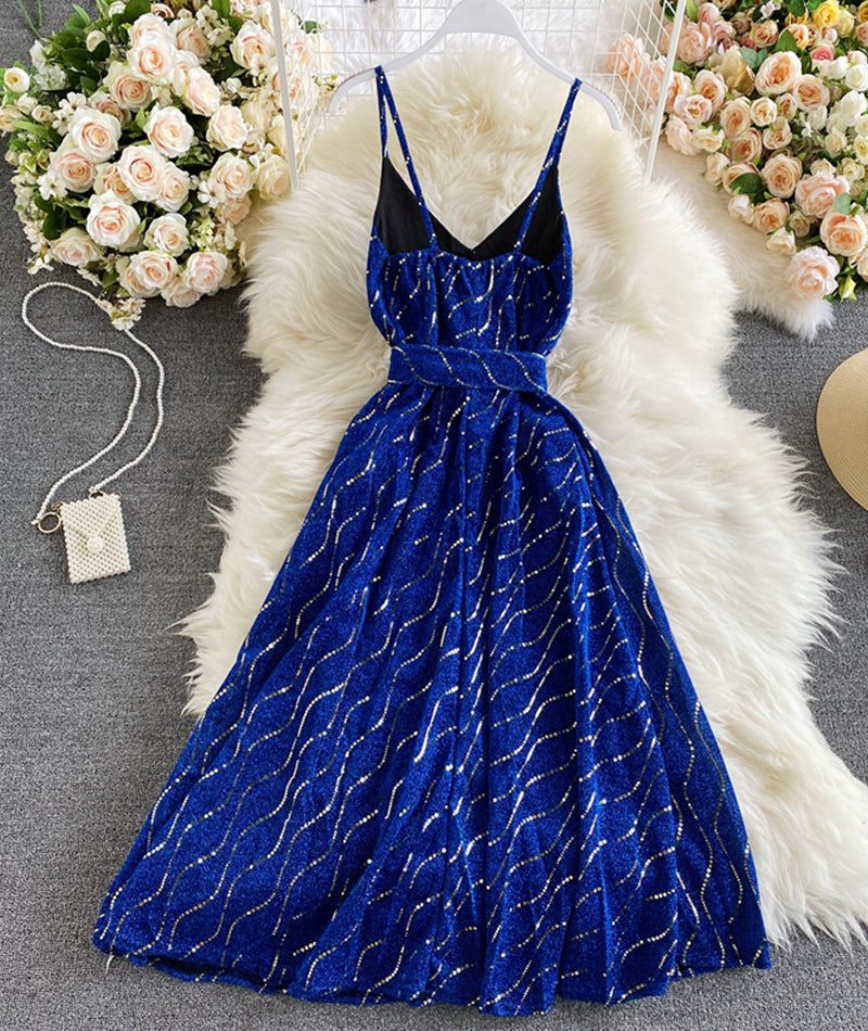 Black v neck sequins short dress  960