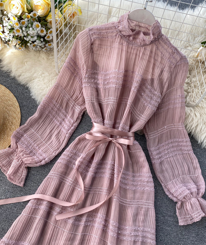 Einzigartiges langärmliges Kleid aus Tüll Modekleid 969
