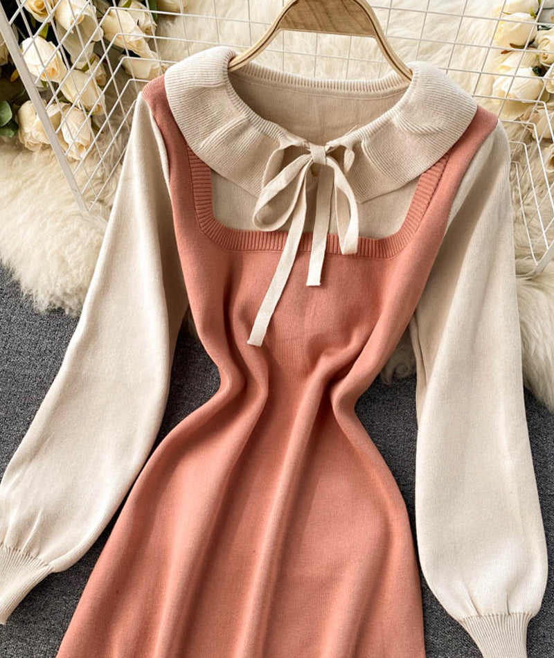 Sweet long sleeve sweater sweater dress  975