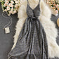 Black v neck sequins short dress  960