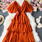 Lovely A line v neck chiffon dress  940