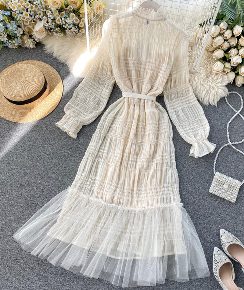 Einzigartiges langärmliges Kleid aus Tüll Modekleid 969