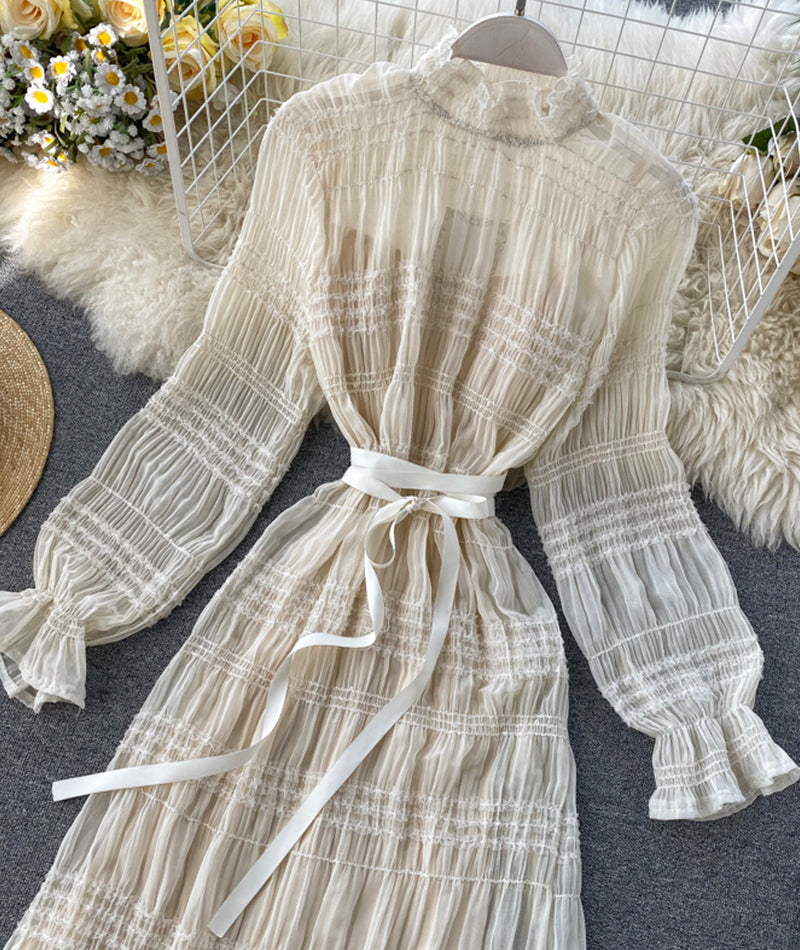 Einzigartiges langärmliges Kleid aus Tüll Modekleid 969
