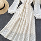 A line v neck lace long sleeve dress  925
