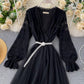 Blue tulle long prom dress blue evening dress  971