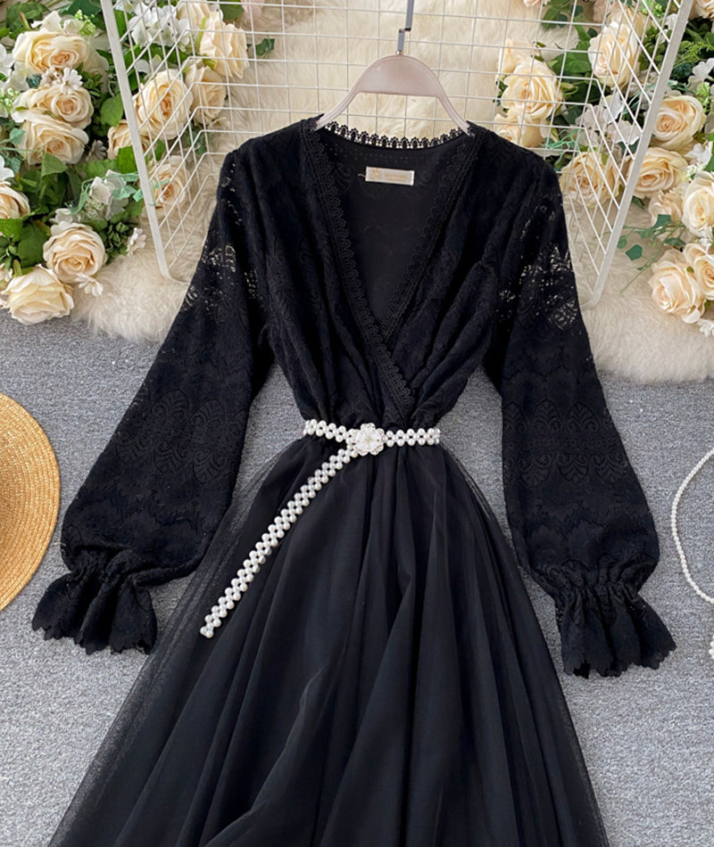 Blue tulle long prom dress blue evening dress  971
