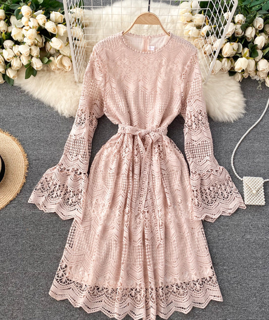 Jolie robe en dentelle à manches longues robe en dentelle 968