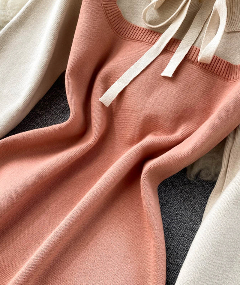 Sweet long sleeve sweater sweater dress  975