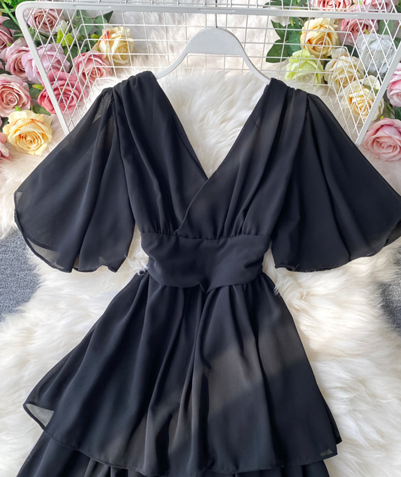 Lovely A line v neck chiffon dress  940