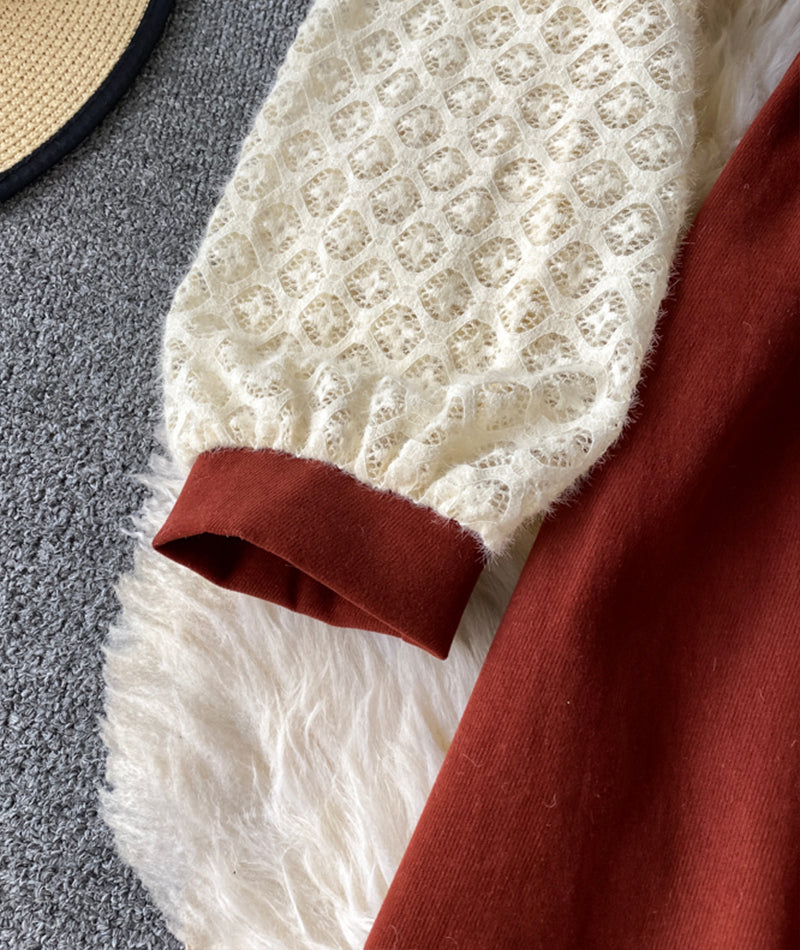 Robe mignonne à manches longues en coupe A, robe tendance 928