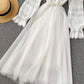 Blue tulle long prom dress blue evening dress  971