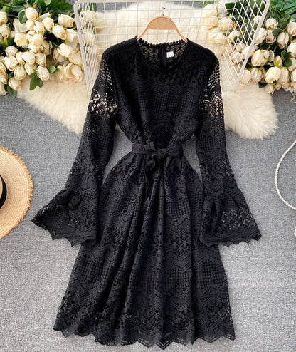 Cute lace long sleeve dress lace dress  968