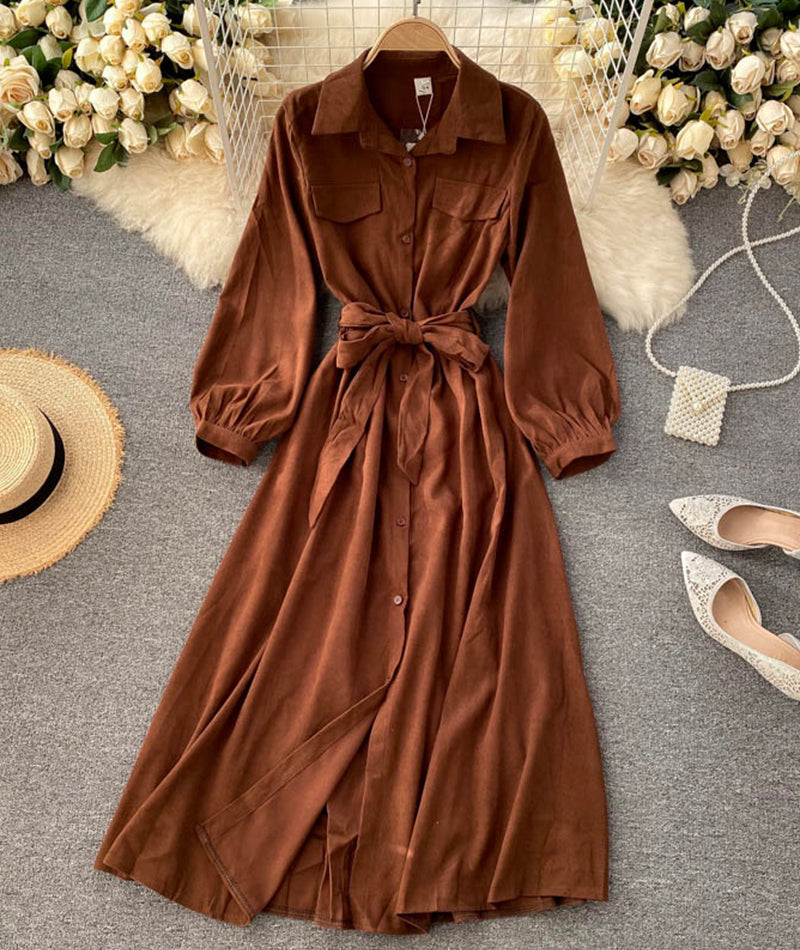 Stylish A line long sleeve dress  952