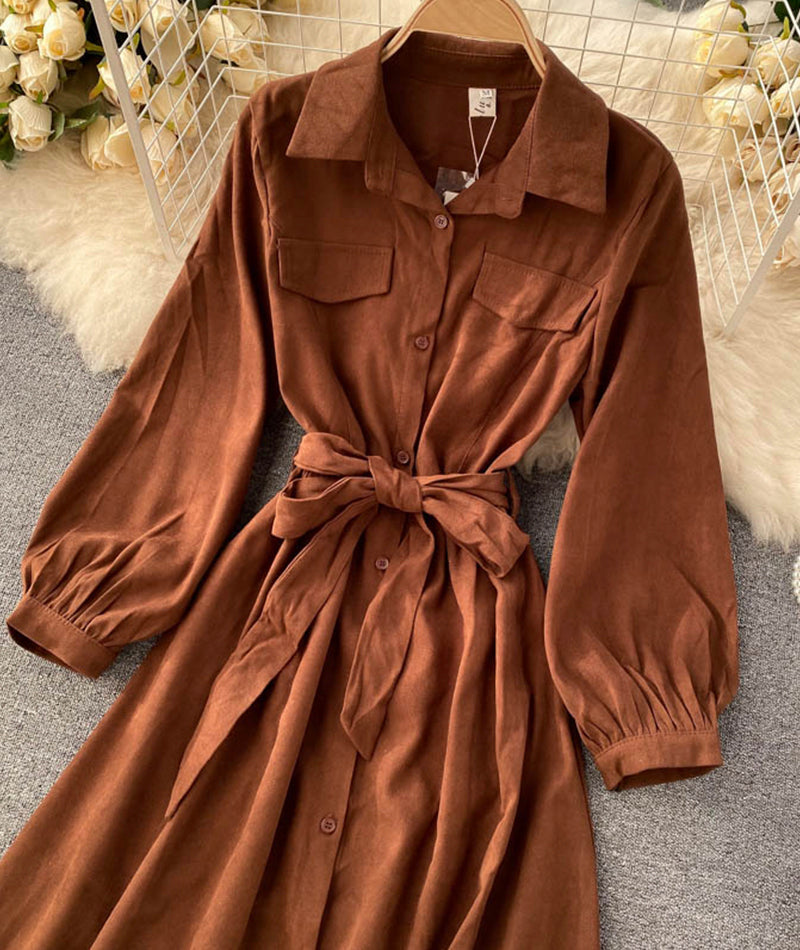 Stylish A line long sleeve dress  952