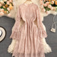 A line lace long sleeve dress fashion dress  972