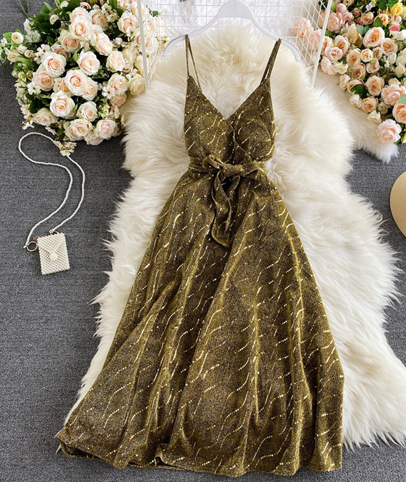 Black v neck sequins short dress  960
