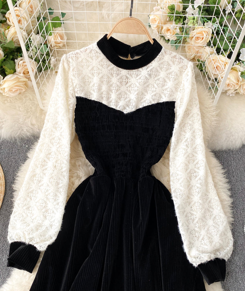 Cute A line stitching dress  919