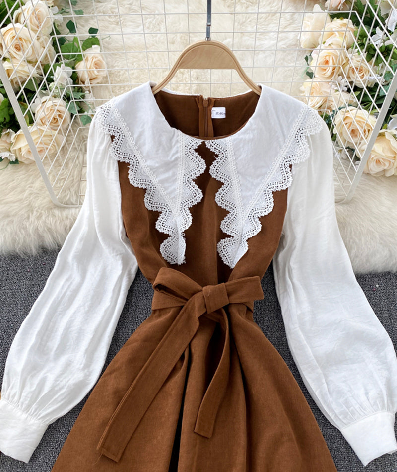 Cute A line long sleeve dress fashion dress  927