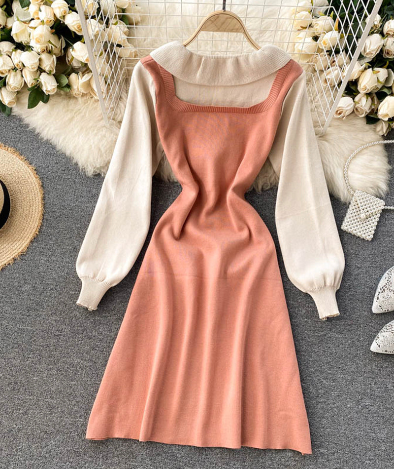 Sweet long sleeve sweater sweater dress  975