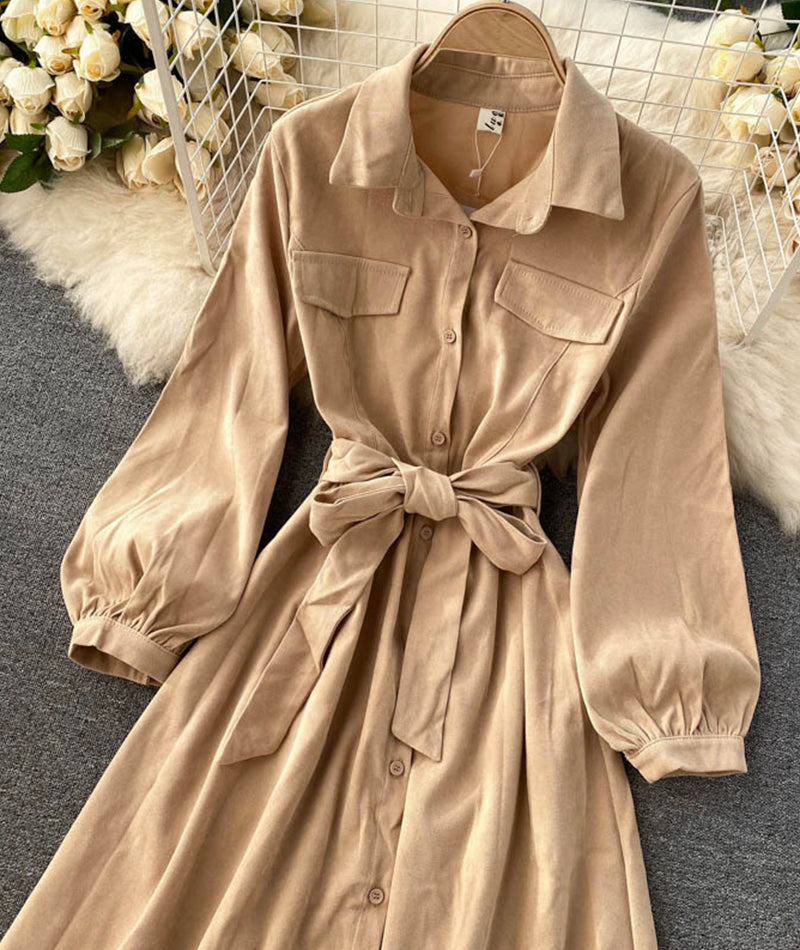 Stylish A line long sleeve dress  952