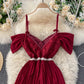 Stylish lace off shoulder dress  918
